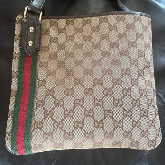 GUCCI BROWN MASSAGER BAG VGUC - Picture 3 of 4